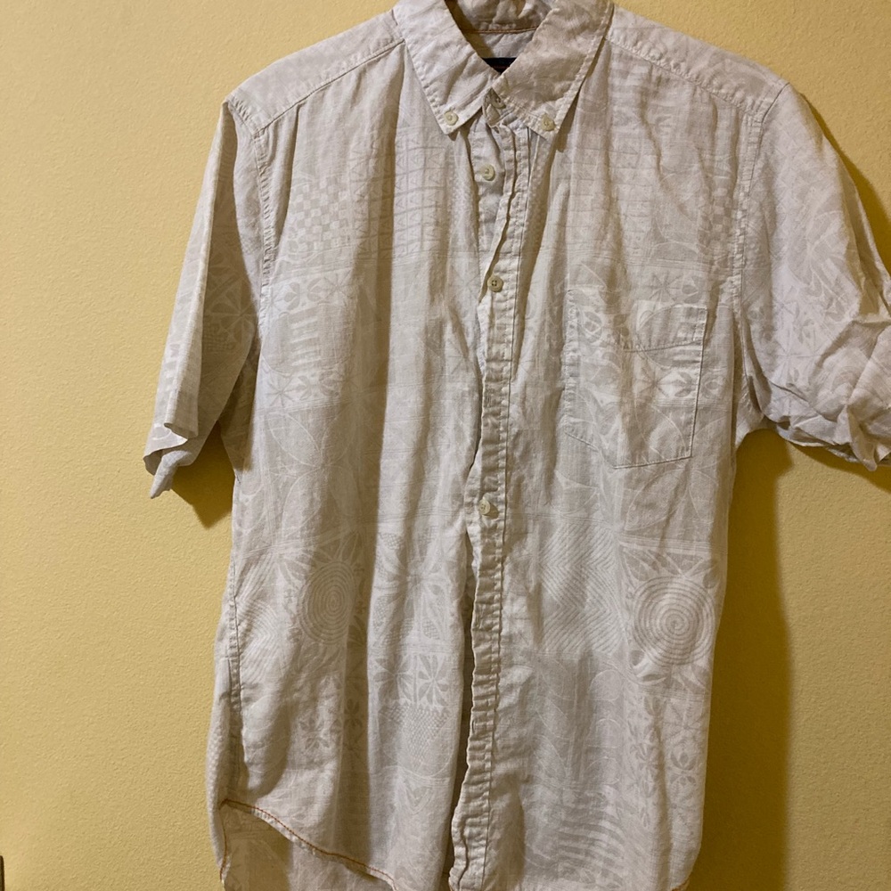 Vintage Reyn Spooner Men's Casual Button Down Shirt - Light Cream